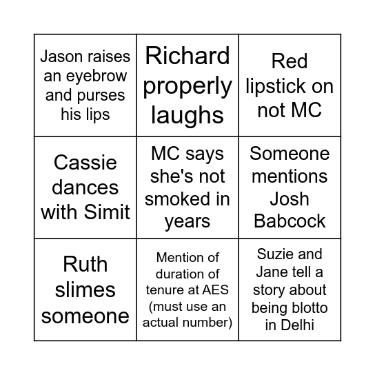 21 June 2023 Bingo Card