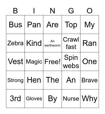 C5 plus Lesson 14 Book E Bingo Card