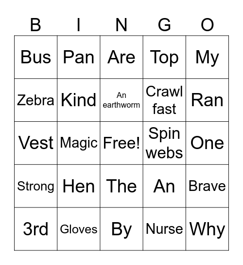 C5 plus Lesson 14 Book E Bingo Card