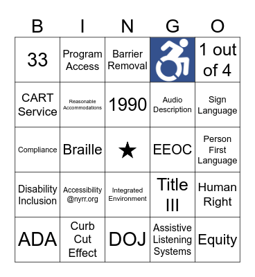 ADA Bingo Card