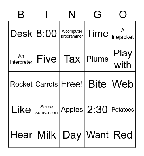 C4 plus Lesson 14 Book E Bingo Card