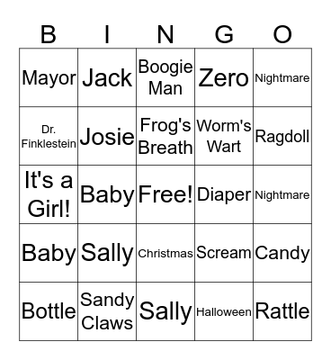 The Baby Shower Before Christmas Bingo Card