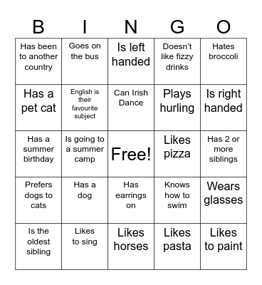 Find someone who.. Bingo Card