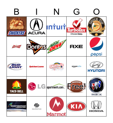 Super Bowl Bingo Card