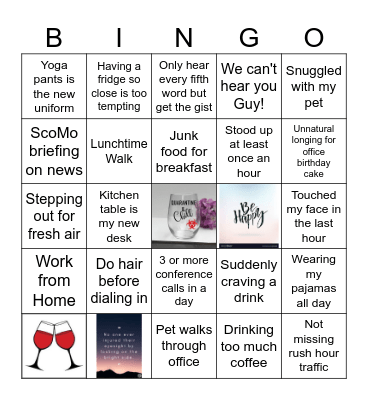 Working from Home Bingo Card