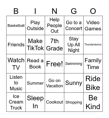 SUMMA TIME! Bingo Card