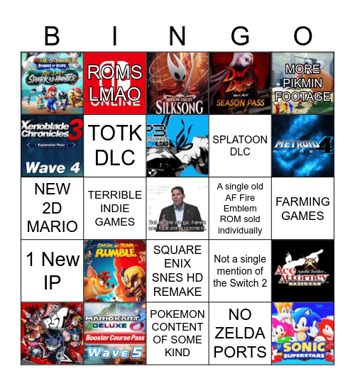 DOOMER NINTENDO DIRECT Bingo Card