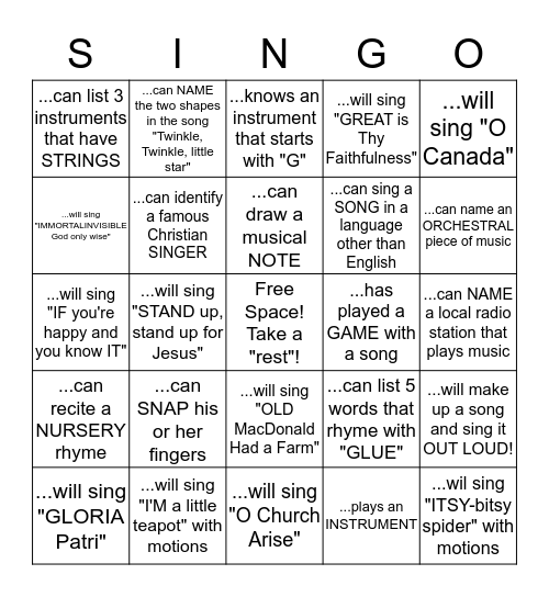 CPC Choir Retreat 2016 Bingo Card