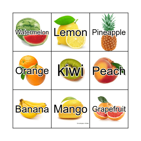 Fruits bingo Card