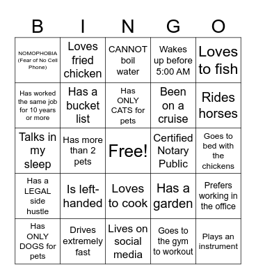 BINGO Confessions Bingo Card
