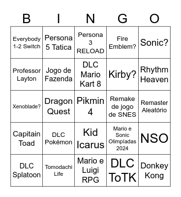 Nintendo Direct - 21/06/2023 Bingo Card