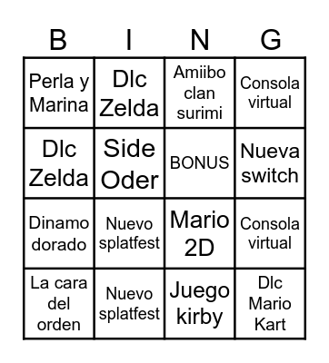 Nintendo Direct 21-6-2023 Bingo Card