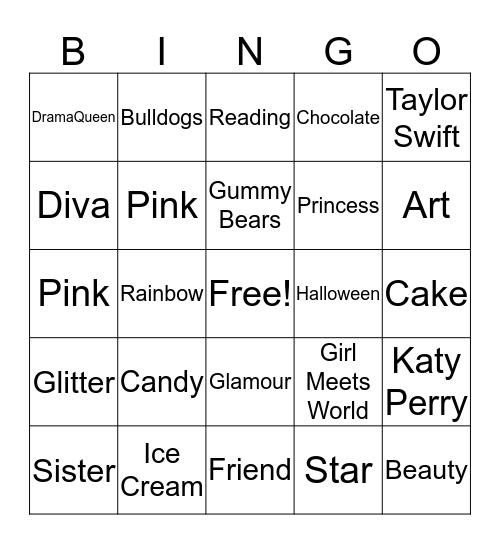 Aubrey BINGO Card