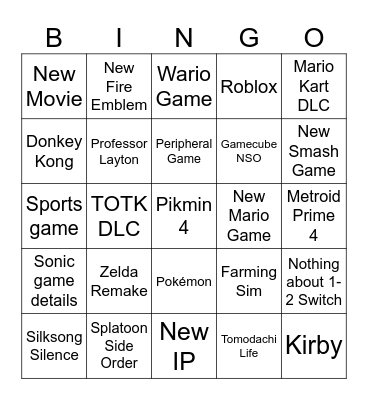 Nintengo Bindo Bingo Card