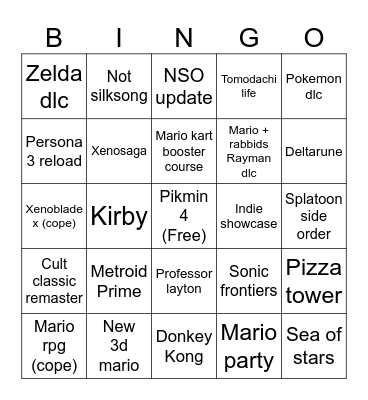 Epic gamer Bingo Card