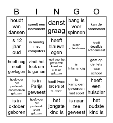 zoek iemand die... Bingo Card