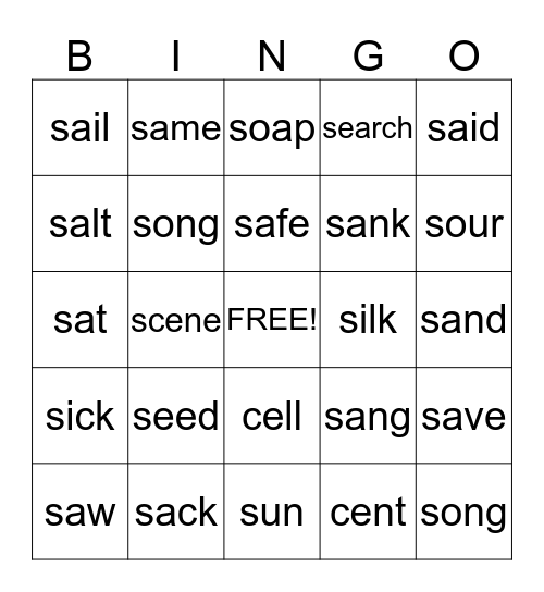 /S/ BINGO Card