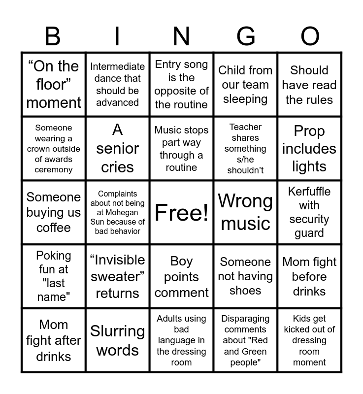 Spicy Bingo Card