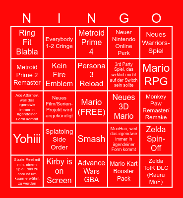 Ningo Directamente Bingo Card