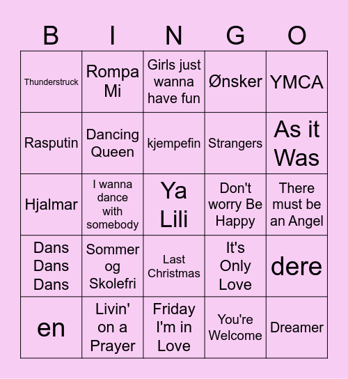 Siste skoledag 2023 Bingo Card