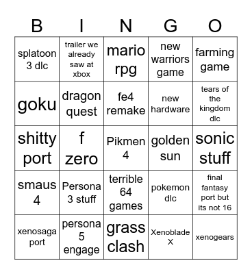 xenosex 4 Bingo Card