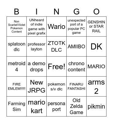 kitty kat Bingo Card