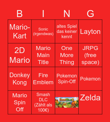 Nintendo Direct 21.6.2023 Bingo Card