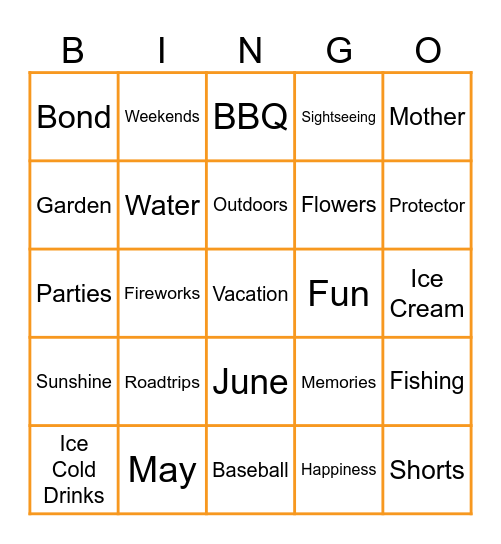 Summer Fun! Bingo Card