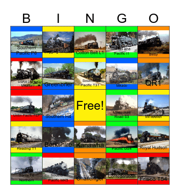 Great American Steam Bingo Card