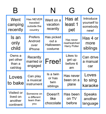 Virtual Icebreaker Bingo! Find Someone Who... Bingo Card