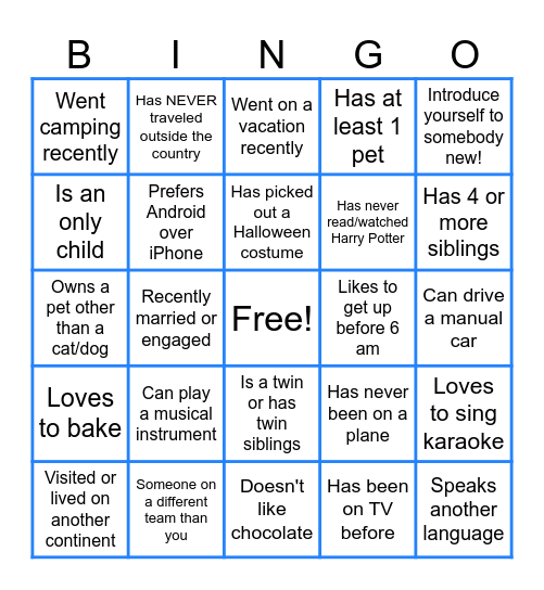 Virtual Icebreaker Bingo! Find Someone Who... Bingo Card