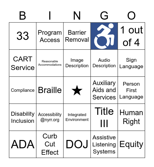 ADA Bingo Card