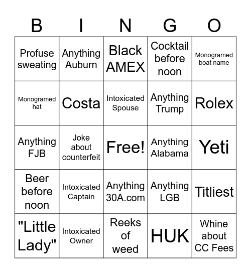 Registration Bingo Card