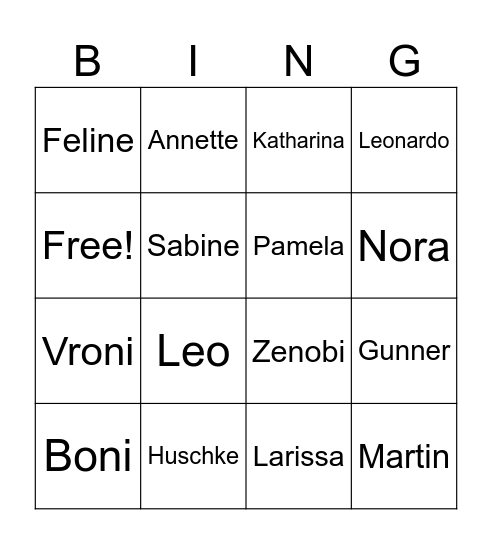 Ac charaktere Bingo Card