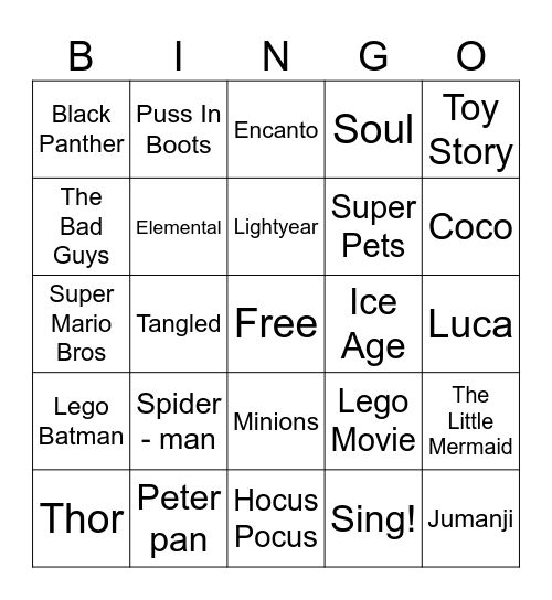 Film Camp In A Box: Movie Bingo! Bingo Card