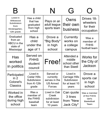 Human Bingo Card