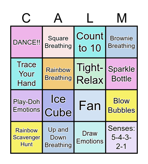 CALM Bingo Card