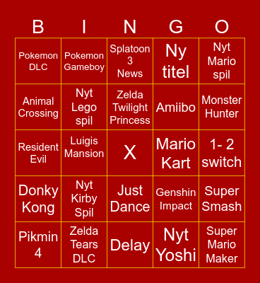 Nintendo Direct Bingo Card