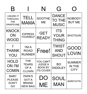 OLDIES HITS Bingo Card