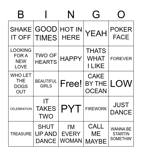 #4- GET UP AND DANCE COVER ALL Bingo Card