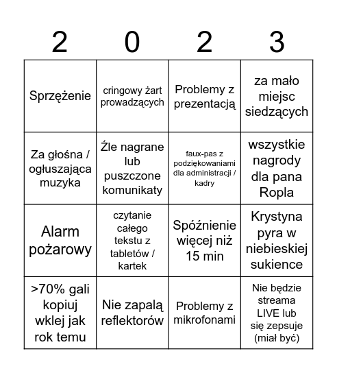 Ultimate Gala SU Bingo Card