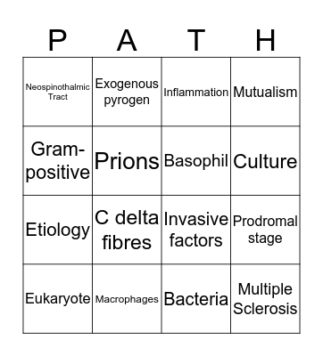 Patho 1016 - Wednesday Bingo Card
