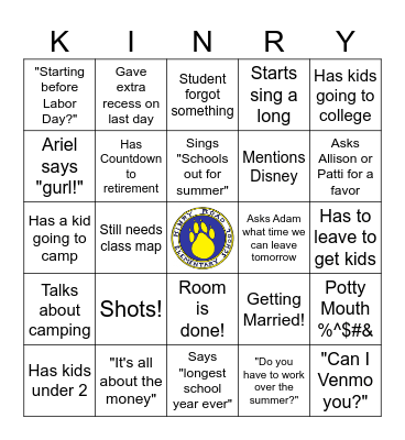 KINRY - 0 Bingo Card