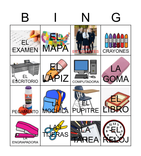 Vocabulario del salón de clase (SPANISH FOR EDUCATORS) Bingo Card