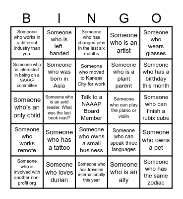 NAAAP Pride Human Bingo Card