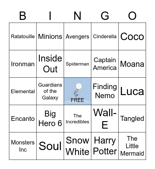 Disney/Pixar Bingo Card