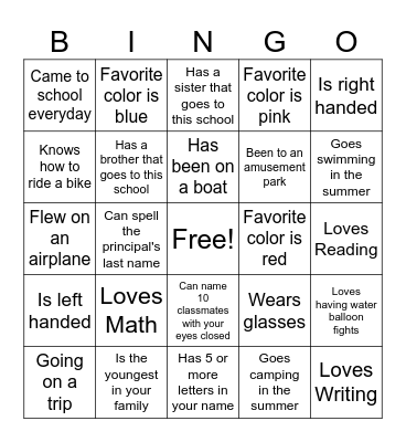 End of Year Bingo Card