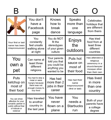Find a Friend...Let's Get Culturally Responsive! Bingo Card