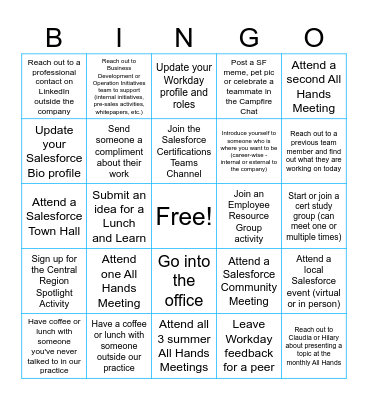 Summer of Connection Bingo Card