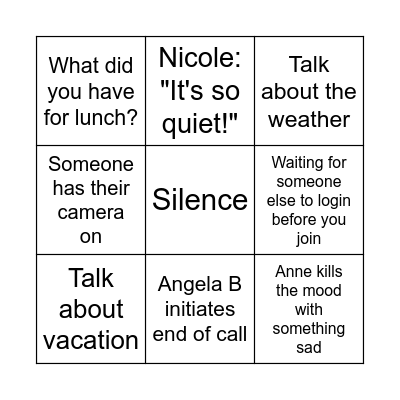 LD Team Lunch Club Bingo Card